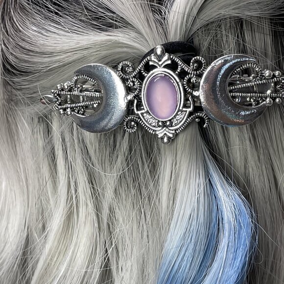 Festival Double Silver Purple Half crescent Moon magic Spell Love Hair Clip Comb - Picture 11 of 12